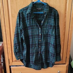 Lane Bryant Green Flannel Button Up Shirt